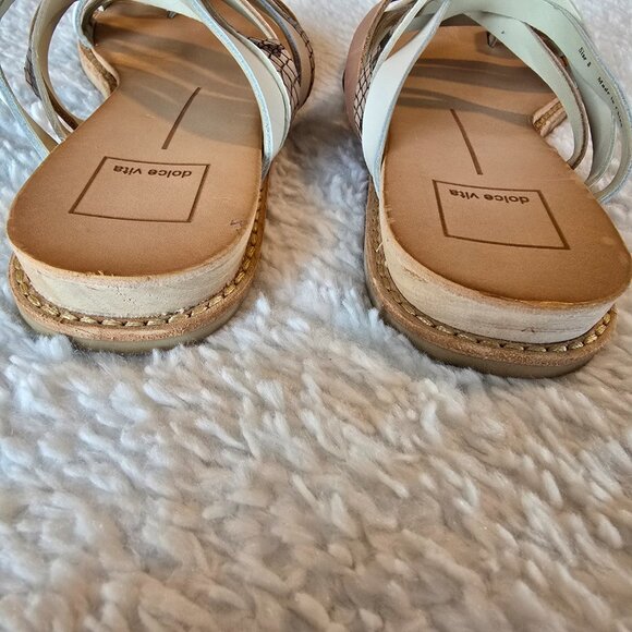 Dolce Vita Nelly Flat Sandals Beige White Neutrals Size 8 - Picture 7 of 16